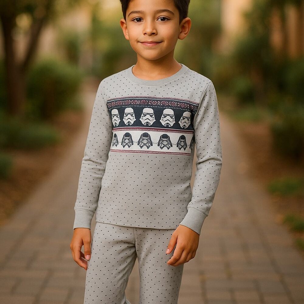 Hanna Andersson Pajamas Sz‎ 6-7 120 Gray Star Wars Stormtrooper Fair Isle Fitted